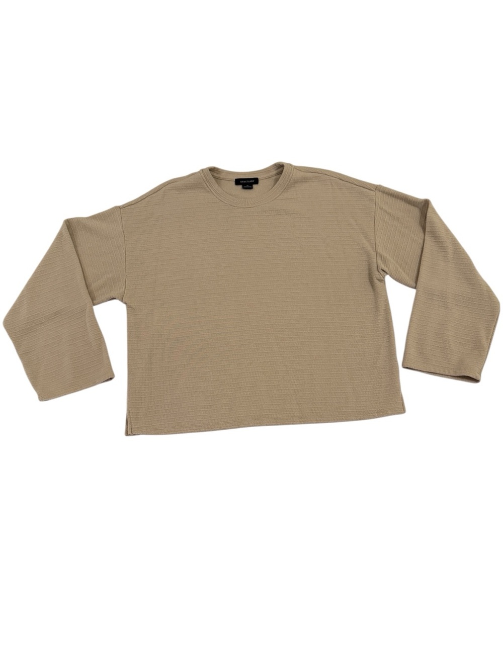 Sanctuary Ribbed Knit Long Sleeve Top XXL Beige Neutral